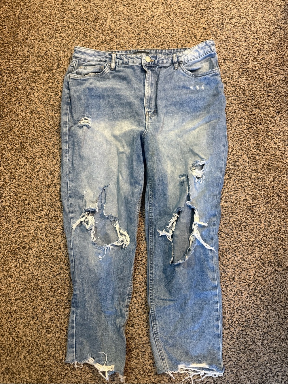 Relaxed Boyfriend Ripped Jeans in Light Blue 100% cotton